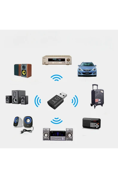Araç içi Bluetooth Kiti USB 3.5mm Jack Bluetooth Receiver Aux Kablo Wireless Araç Kiti Kablosuz Kit - Resim 6
