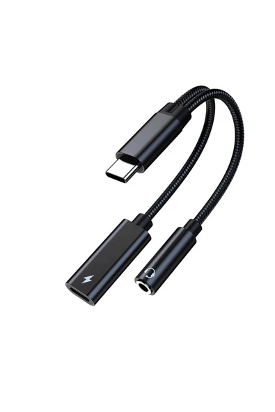 Samsung Xiaomi Uyumlu Type-C Jack Kulaklık Çevirici Dönüştürücü Örgü Kablo Bluetooth Gerektirmez