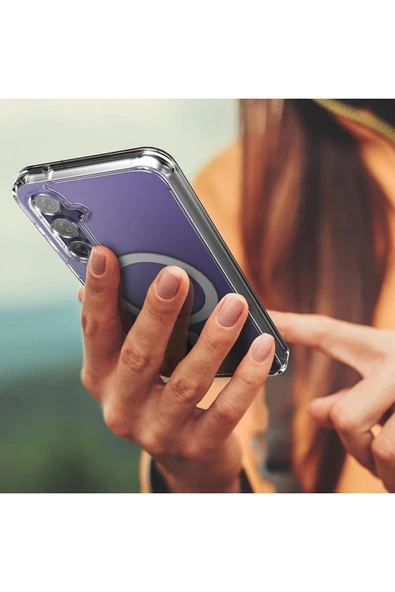 Samsung Galaxy S23 Fe Uyumlu Kılıf Kamera Çıkıntılı Şeffaf Magsafe Kablosuz Şarj Destekli Kapak - 5