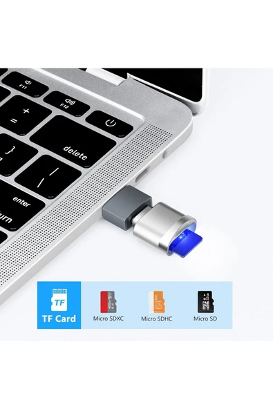 Type-C To Micro SD/TF Card Reader iPhone/Samsung/Xiaomi/Macbook/iPad/Tablet/PC Uyumlu Metal Çevirici - 2
