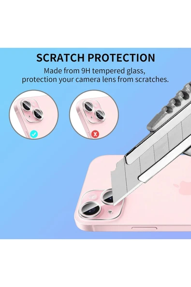 iPhone 13 Uyumlu Şeffaf Kamera Lens Koruyucu Temperli Cam Dayanıklı Kamera Lens Koruma - 2