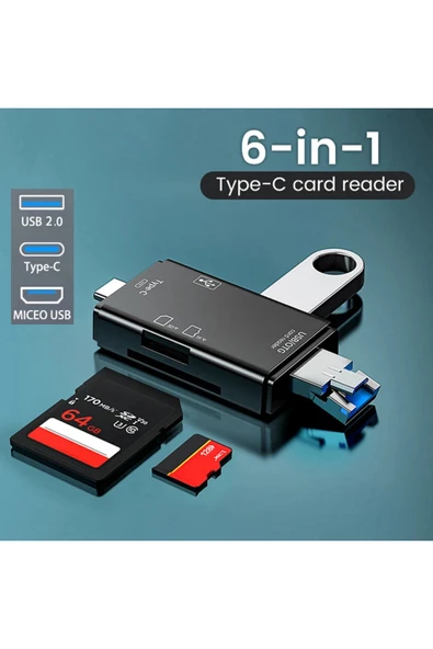 iPad/Macbook/iPhone 15/16/Plus/Pro Max Uyumlu Type-C To USB/Micro SD Card Reader Okuyucu Çevirici ürün görseli