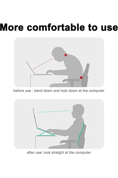 Kademeli Ayarlanabilir Metal Laptop Standı Macbook/notebook Katlanabilir Hafif Kaymaz Tablet Tutucu - Resim 8