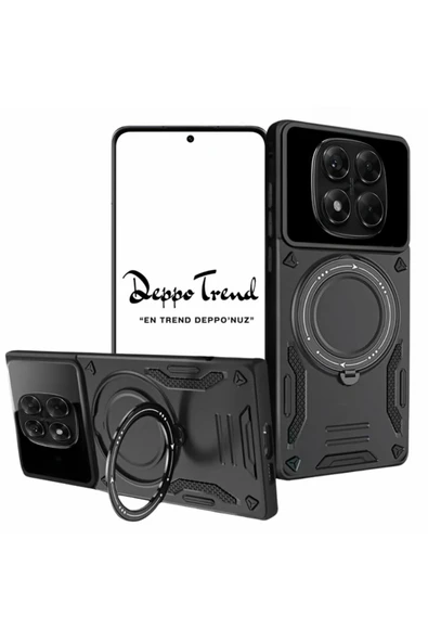 Xiaomi Redmi Note 14 Pro Plus Uyumlu Kılıf Magsafe Dikey Ve Yatay Stand Siyah Tank Kapak