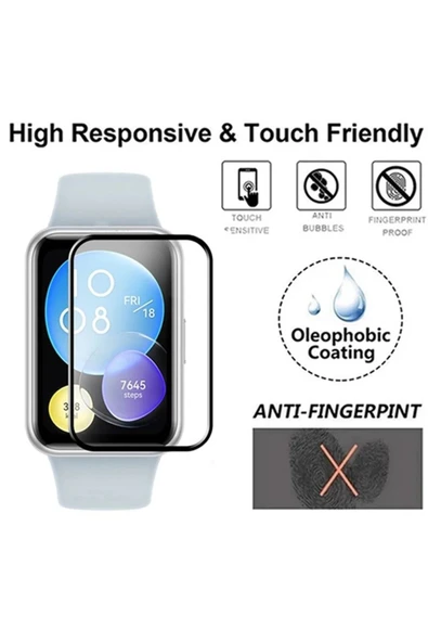 Huawei Watch Fit 2 Uyumlu Tam Kaplayan Darbelere Karşı Dayanıklı Kırılmaz Cam Nano Ekran Koruyucu - Resim 3