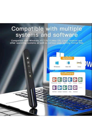 Wireless Presenter/Kablosuz Lazer Sunum Kalemi Ses Kontrolü PowerPoint Uygulamalar için Uygun İşaret - 8