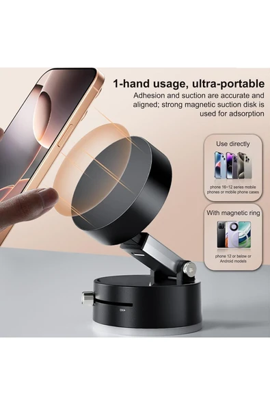 Yüksek Kalite Araç içi Magsafe Telefon Tutucu Kilitli Vakum Telefon ve Tablet Tutucu Masaüstü Stand - 3