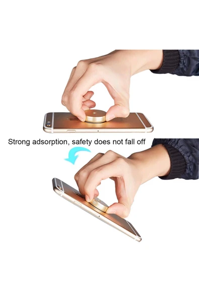 Çok Amaçlı Mıknatıslı Telefon Tutucu Araç İçi Masaüstü Duvar Tipi Kenarları Metal Mini Manyetik - 3