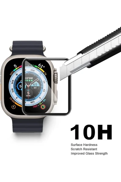 Apple Watch 8 Ultra 49mm Uyumlu Watch Ekran Koruyucu Darbelere Dayanıklı Tam Kaplayn Esnek Nano Cam - Resim 6