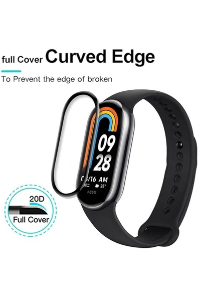 Xiaomi Mi Band 8 Uyumlu Tam Kaplayan Darbelere Karşı Dayanıklı Kırılmaz Cam Nano Ekran Koruyucu - Resim 5