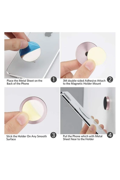 Çok Amaçlı Mıknatıslı Telefon Tutucu Araç İçi Masaüstü Duvar Tipi Kenarları Metal Mini Manyetik - 2