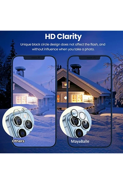 iPhone 14 Pro/14 Pro Max Uyumlu Kamera Koruyucu Temperli Cam Çizilmelere Karşı Dayanıklı Kamera Lens - 5