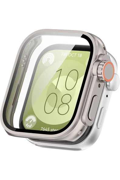 Huawei Watch Fit 3 Uyumlu Kılıf Kasa ve Ekran Koruyucu Dönüştürücü Ultra Görünmlü Darbelere Dayanklı