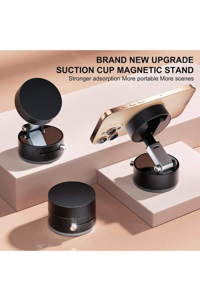 Yüksek Kalite Araç içi Magsafe Telefon Tutucu Kilitli Vakum Telefon ve Tablet Tutucu Masaüstü Stand - 5