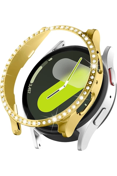 Samsung Galaxy Watch 4/5/6/7 44mm Uyumlu Kılıf Ekran ve Kasa Koruyucu Parlak Taşlı Kasa Koruma Guard