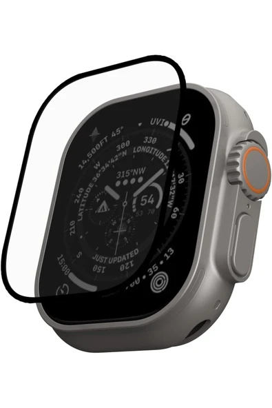 Apple Watch 8 Ultra 49mm Uyumlu Watch Ekran Koruyucu Darbelere Dayanıklı Tam Kaplayn Esnek Nano Cam - Resim 4