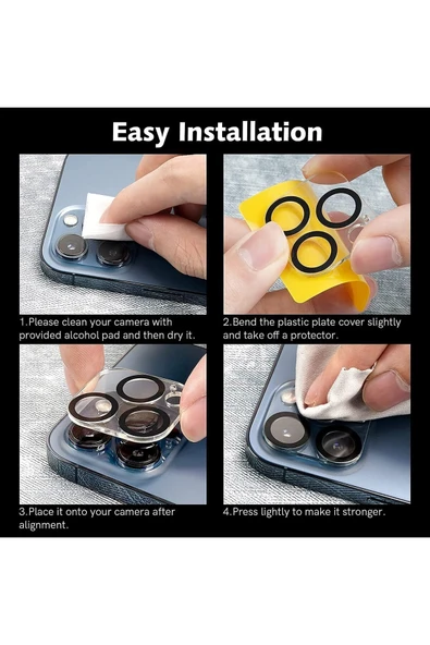 iPhone 14 Pro/14 Pro Max Uyumlu Kamera Koruyucu Temperli Cam Çizilmelere Karşı Dayanıklı Kamera Lens - 2