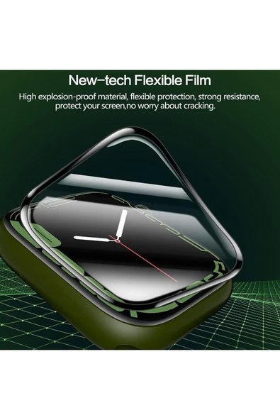 Apple Watch 41mm Uyumlu Ekran Koruyucu Kırılmaya ve Darbelere Karşı Dayanıklı Esnek Nano Tam Koruma - Resim 8