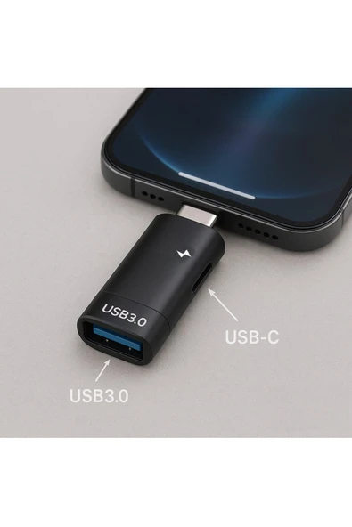 Type-C To USB 3.0 + Type-C OTG & Şarj Dönüştürücü –2 in 1 Çoklu Kullanım Metal Mini Çevirici Adaptör - 2