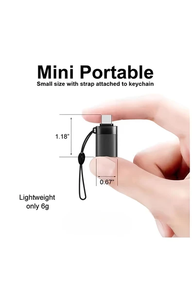 Type-C To USB 3.0 + Type-C OTG & Şarj Dönüştürücü –2 in 1 Çoklu Kullanım Metal Mini Çevirici Adaptör - 5