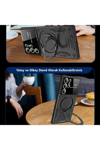 Samsung Galaxy A36 Uyumlu Kılıf Magsafe Standlı Kamera Lens Korumalı Dayanıklı Renkli Tank Kapak - 6