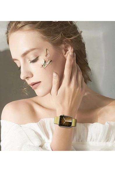 Apple Watch 9 8 7 6 5 4 3 2 Se 42mm/44mm/45mm/49mm Uyumlu Kordon Mıknatıslı Ayarlanabilir Metal - 5