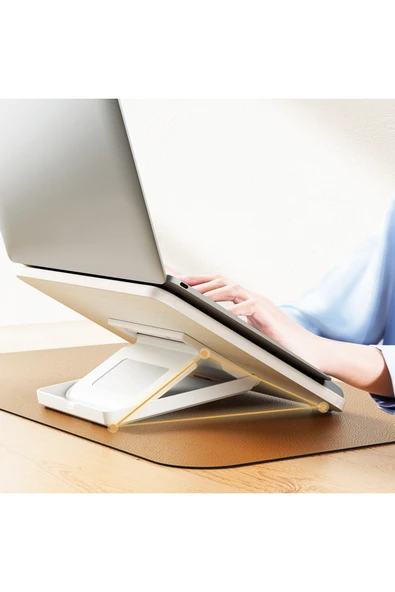 Bileklik Destekli Yükseltilebilir/Ayarlanabilir Notebook/Tablet/iPad/Macbook Uyumlu Ahşap Stand - Resim 7