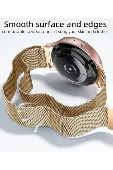 Huawei Watch GT/GT2E/GT2/GT2 Pro/GT3/GT3 Pro/GT4 46mm Uyumlu Kordon Mıknatıslı Parlak İnce Metal - 4