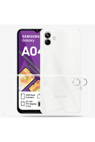 Samsung Galaxy A04E Uyumlu Kılıf 3D Kamera Korumalı Darbe Önleyici Şeffaf Transparan Esnek Silikon - 5