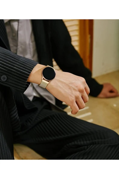 Huawei Watch GT/GT2E/GT2/GT2 Pro/GT3/GT3 Pro/GT4 46mm Uyumlu Kordon Mıknatıslı Parlak İnce Metal - 8