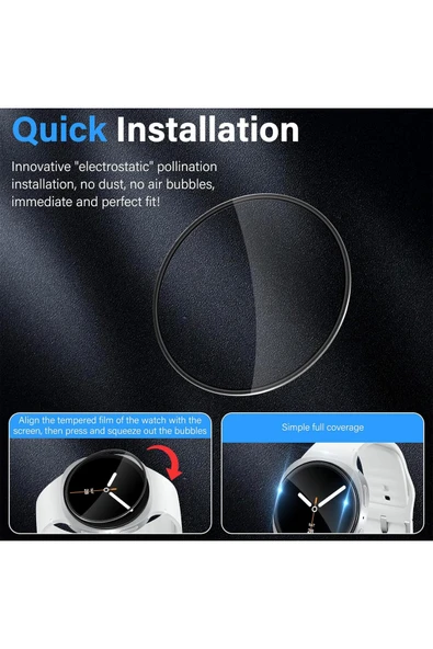 Samsung Galaxy Watch 8 40mm Uyumlu 3 Adet Ekran Koruyucu Darbelere Çizilmelere Karşı Üstün Koruma - Resim 3