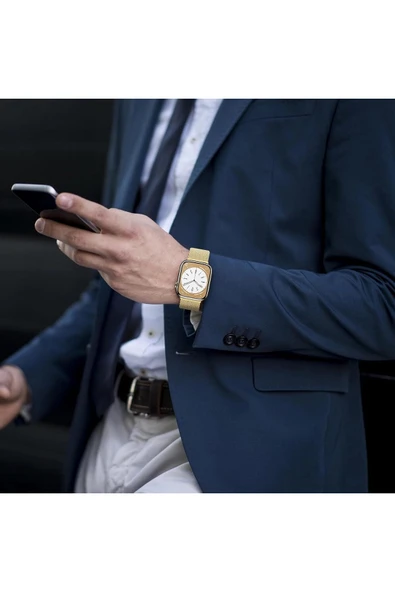 Apple Watch 9 8 7 6 5 4 3 2 Se 42mm/44mm/45mm/49mm Uyumlu Kordon Mıknatıslı Ayarlanabilir Metal - 6