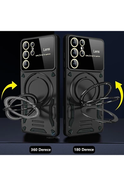 Samsung Galaxy A36 Uyumlu Kılıf Magsafe Standlı Kamera Lens Korumalı Dayanıklı Renkli Tank Kapak - 5