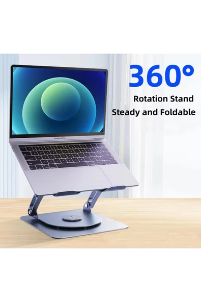 Macbook/Laptop/Notebook Soğutucu Fan Stand RGB LED Işıklı Ayarlanabilir/Katlanabilir 360 Dönebilen - Resim 4