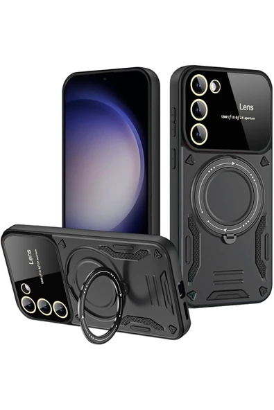 Samsung Galaxy A36 Uyumlu Kılıf Magsafe Standlı Kamera Lens Korumalı Dayanıklı Renkli Tank Kapak