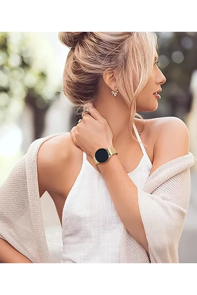 Huawei Watch GT/GT2E/GT2/GT2 Pro/GT3/GT3 Pro/GT4 46mm Uyumlu Kordon Mıknatıslı Parlak İnce Metal - 6