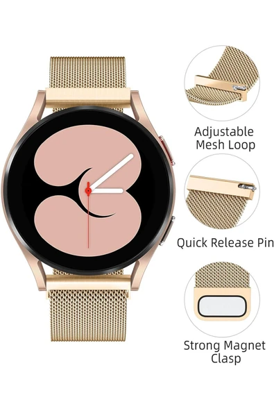 Huawei Watch GT/GT2E/GT2/GT2 Pro/GT3/GT3 Pro/GT4 46mm Uyumlu Kordon Mıknatıslı Parlak İnce Metal - 3