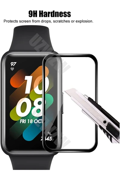 Huawei Band 7 Uyumlu Tam Kaplayan Darbelere Karşı Dayanıklı Kırılmaz Cam Nano Ekran Koruyucu - Resim 3