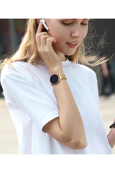 Huawei Watch GT/GT2E/GT2/GT2 Pro/GT3/GT3 Pro/GT4 46mm Uyumlu Kordon Mıknatıslı Parlak İnce Metal - 5