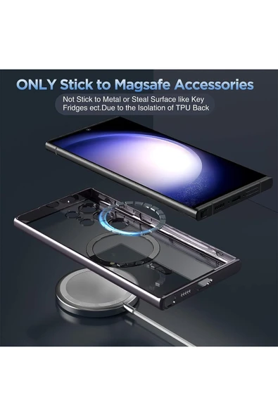 Samsung Galaxy S23 Uyumlu Kılıf 3D Kamera Lens Korumalı Magsafe Kenarı Renkli Şeffaf Kapak - 6