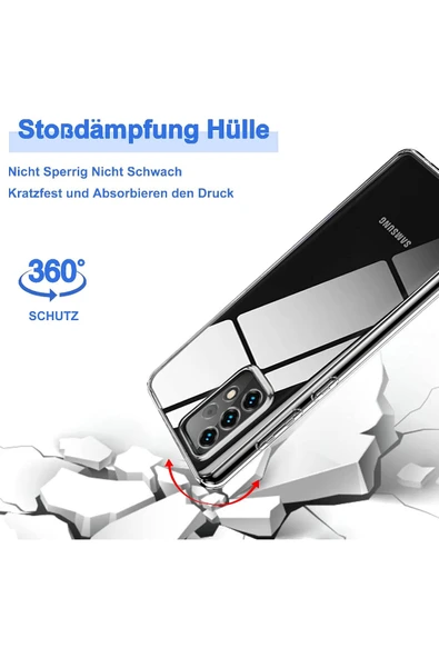 Samsung Galaxy A72 Uyumlu Kılıf 3d Kamera Korumalı Darbe Önleyici Şeffaf Transparan Esnek Silikon - 3