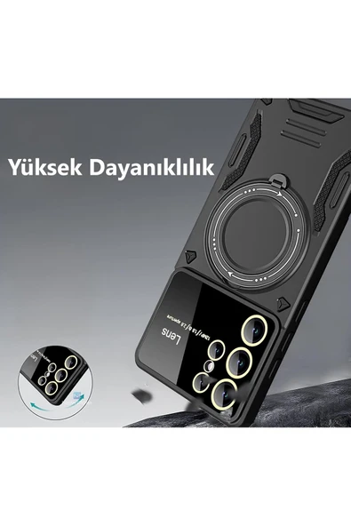 Samsung Galaxy A36 Uyumlu Kılıf Magsafe Standlı Kamera Lens Korumalı Dayanıklı Renkli Tank Kapak - 7