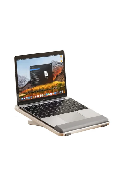 Bileklik Destekli Yükseltilebilir/Ayarlanabilir Notebook/Tablet/iPad/Macbook Uyumlu Ahşap Stand - Resim 4
