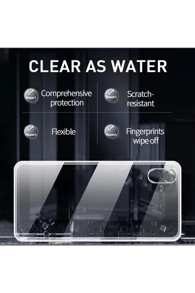 Samsung Galaxy A04E Uyumlu Kılıf 3D Kamera Korumalı Darbe Önleyici Şeffaf Transparan Esnek Silikon - 3