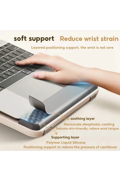 Bileklik Destekli Yükseltilebilir/Ayarlanabilir Notebook/Tablet/iPad/Macbook Uyumlu Ahşap Stand - Resim 8