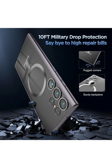 Samsung Galaxy S23 Uyumlu Kılıf 3D Kamera Lens Korumalı Magsafe Kenarı Renkli Şeffaf Kapak - 7