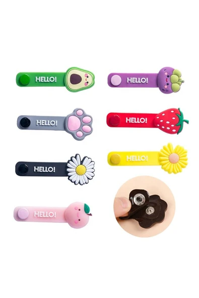 Tüm Telefonlar/Tüm Kablolar ile Uyumlu Renkli Desenli Kablo Düzenleyici Kablo Toparlayıcı Çıt Çıtlı - 5