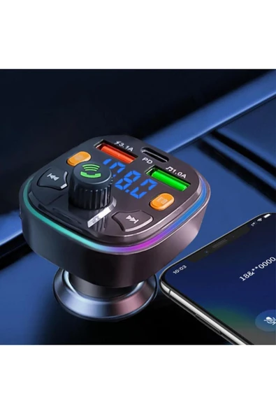 Bluetooth Araç Kiti Araç Fm Transmitter USB Type-C SD Kart MP3 PD Flash Için Uygun Çakmaklık Girişli - 7