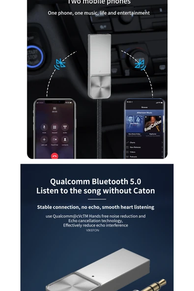 Mikrofonlu Araç Bluetooth Kiti Usb 3.5mm Aux Bluetooth Çevirici Dönüştrücü Hd Ses Kalite Arama/müzik - Resim 4