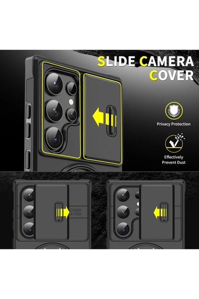 Galaxy S24/s25 Uyumlu Kılıf Kamera Korumalı Sürgülü 360 Dönebilen Magsafe Stand Tank Kapak - 5